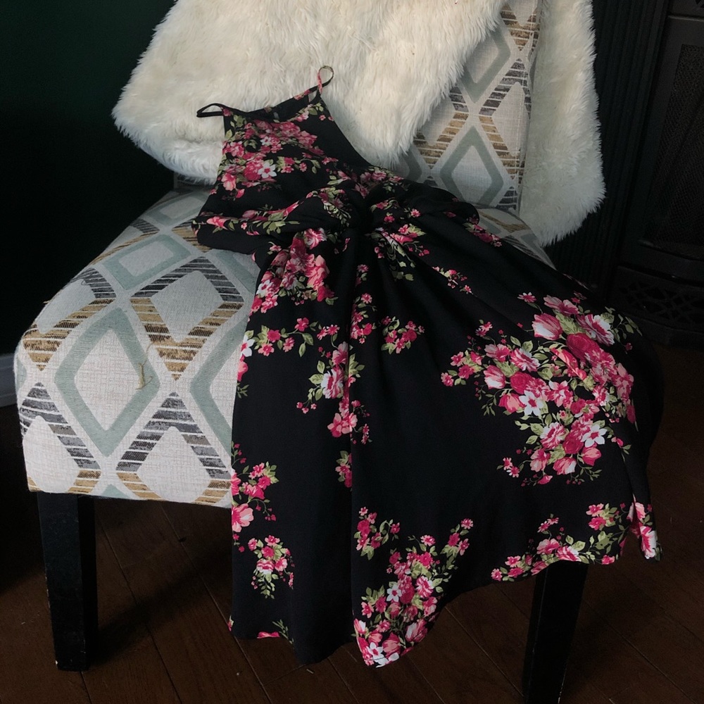 High neck floral dress